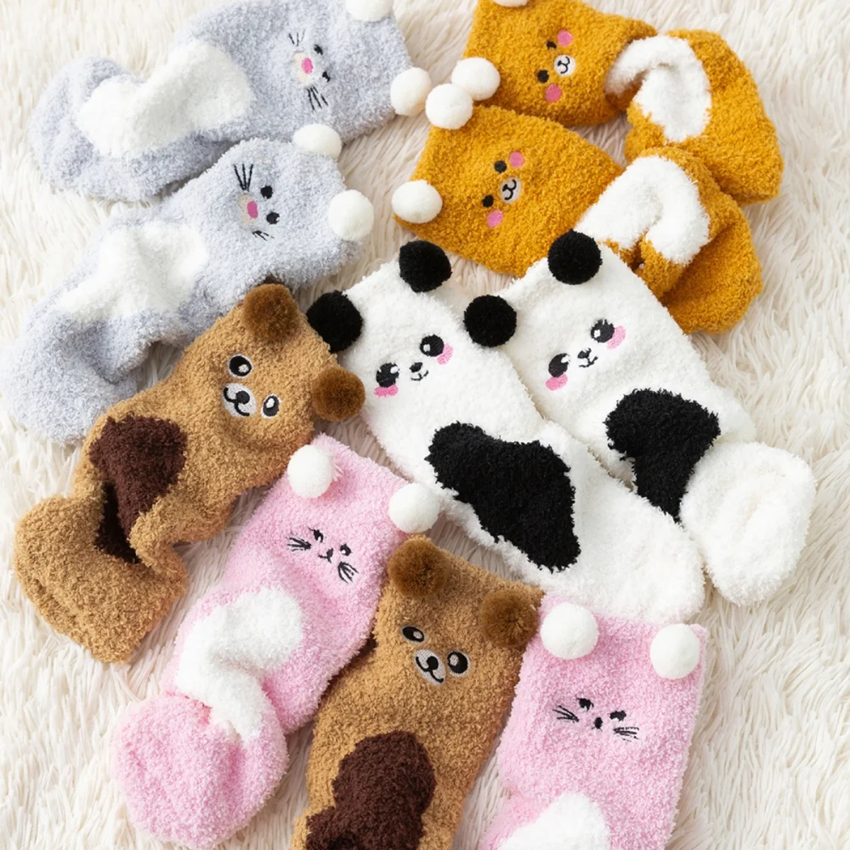 Chaussettes Chaudes Hiver Femme LOFIR 5 Paires - Thermiques Coton Bouclette Motifs Animaux 39-42